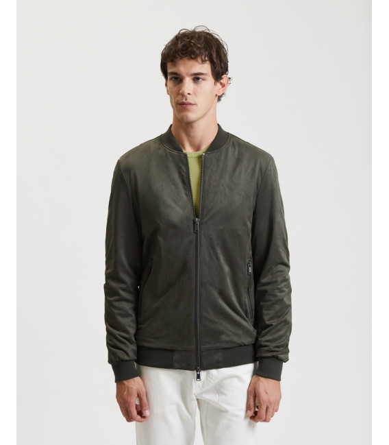 Faux-suede bomber jacket
