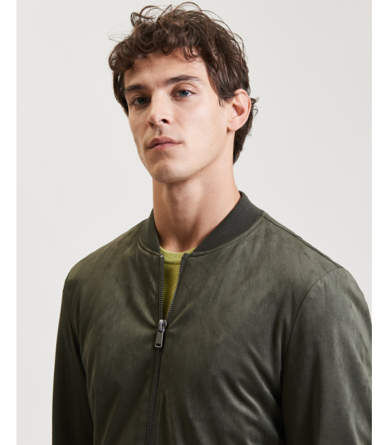 Faux-suede bomber jacket