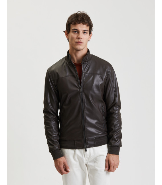Giubbotto bomber effetto pelle