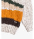 Turtleneck sweater with multicolor abstract motif in wool blend