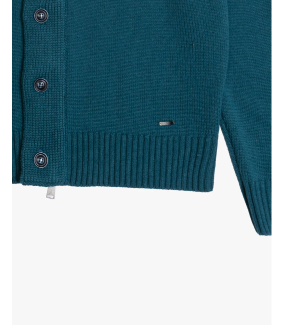 Knitted cardigan with funnel neck