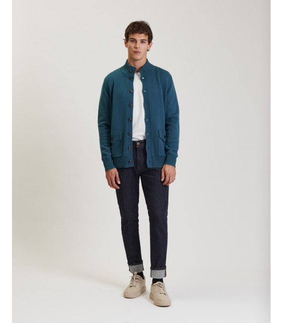 Wool-blend knitted cardigan