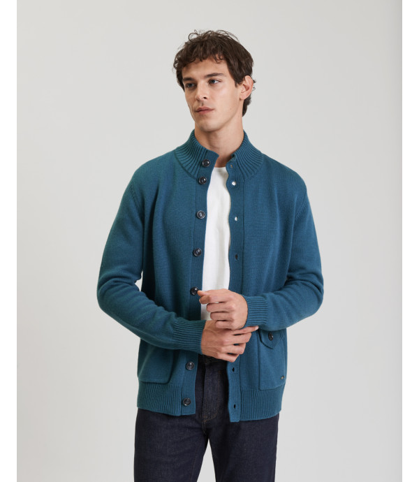 Wool-blend knitted cardigan