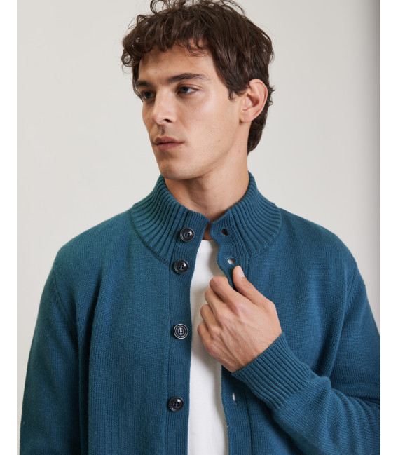 Wool-blend knitted cardigan