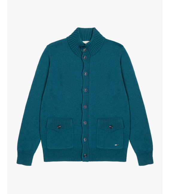 Wool-blend knitted cardigan