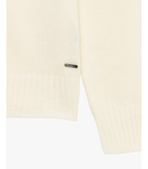 Knitted cardigan with funnel neck
