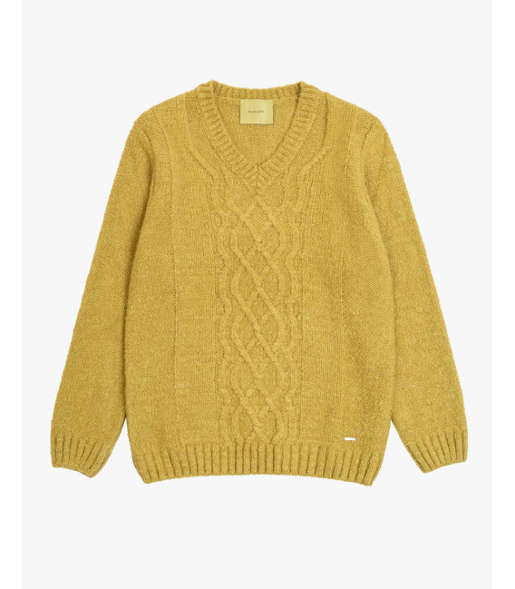 V-neck cable-knit sweater
