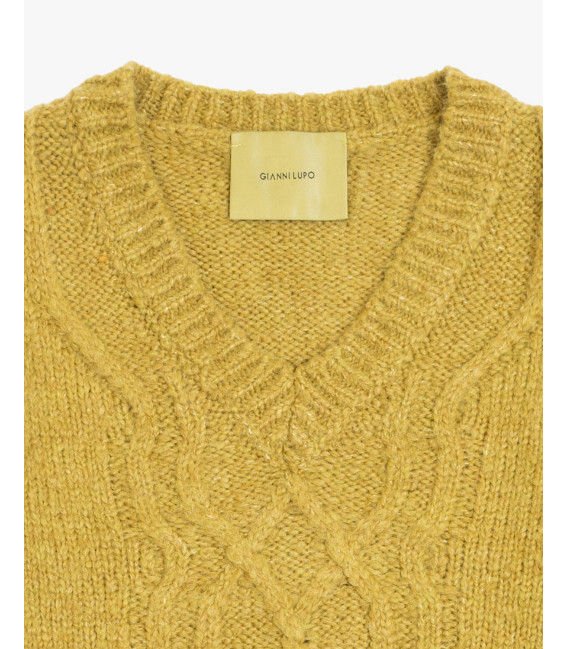 V-neck cable-knit sweater