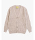 V-neck cardigan with diamond knit pattern in wool blend