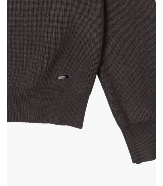 Ribbed cotton quarter zip polo sweater