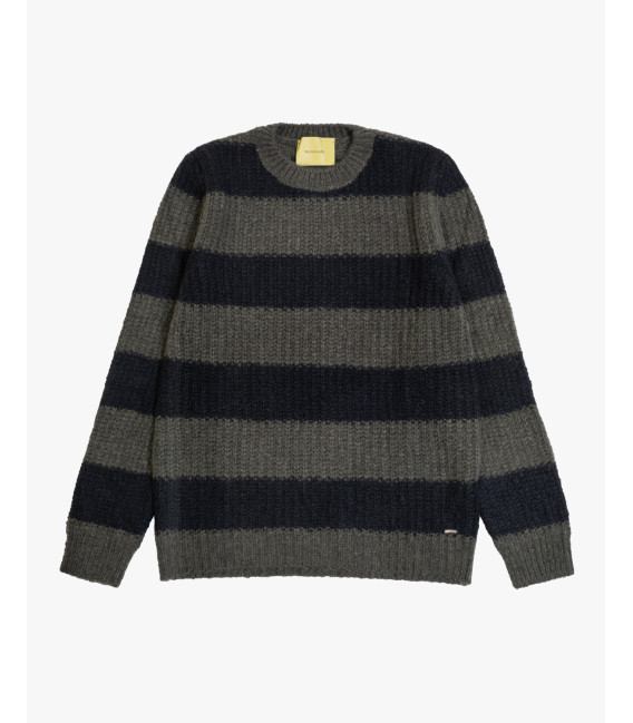 Maglia girocollo a righe spesse in misto lana