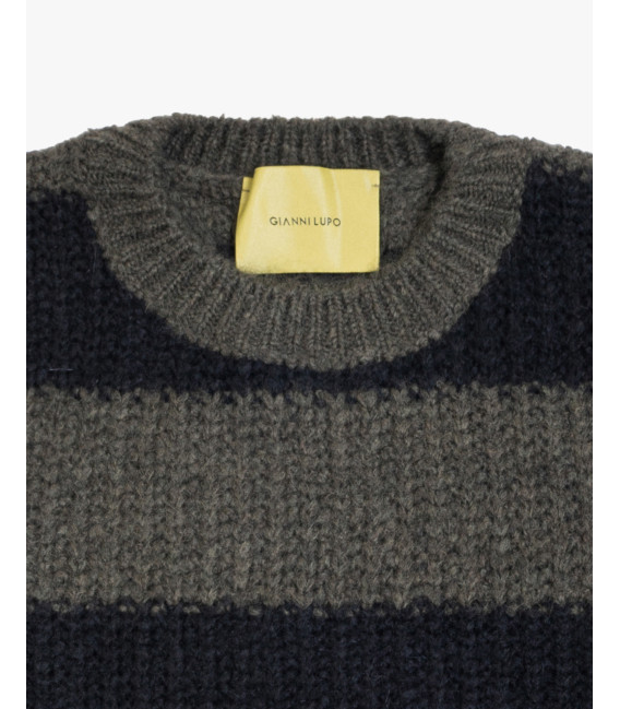 Maglia girocollo a righe spesse in misto lana