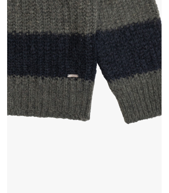 Maglia girocollo a righe spesse in misto lana