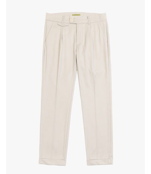 Pleated trousers with turn-up hem