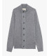 Knitted cardigan with funnel neck and button fastening.