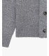 Knitted cardigan with funnel neck and button fastening.
