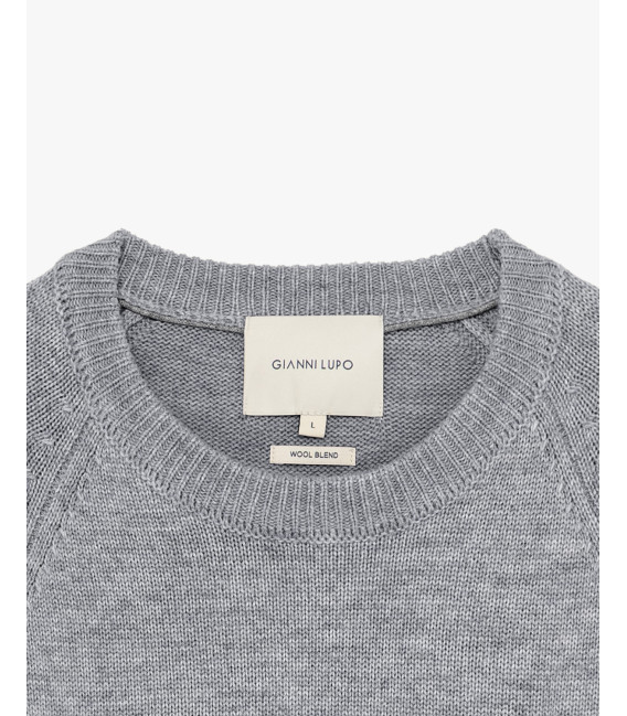 Maglia girocollo raglan a costa