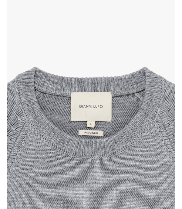 Maglia girocollo raglan a costa