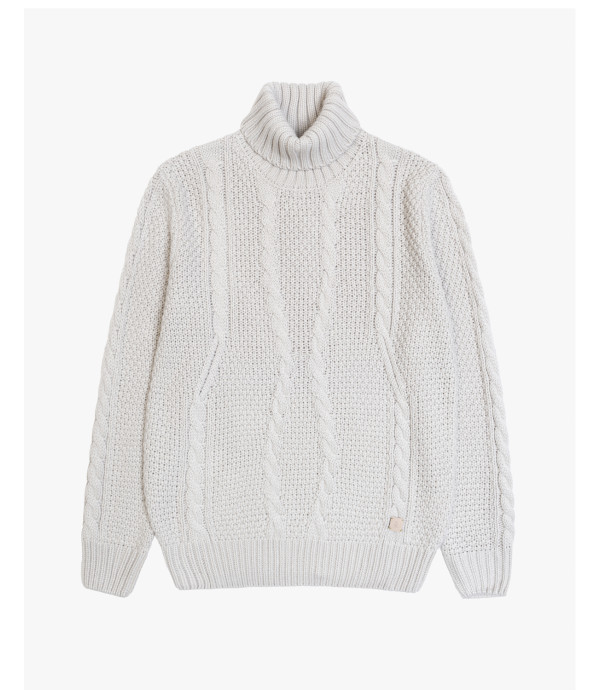 Cable knit turtleneck sweater