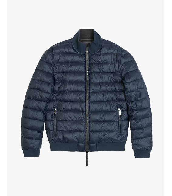 Faux-leather doubleface bomber jacket