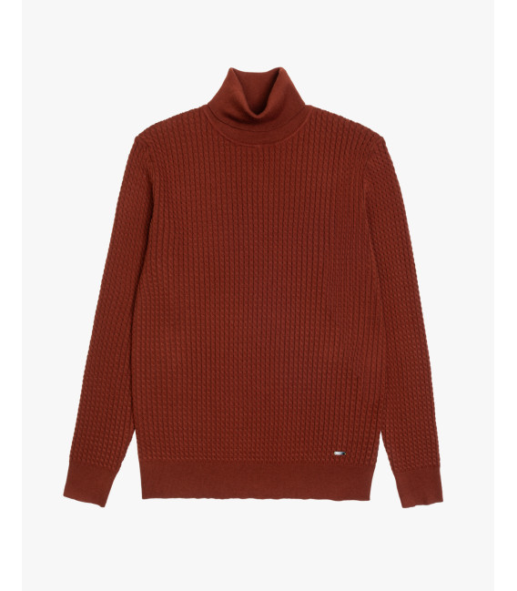 Cable-knit fine turtleneck sweater