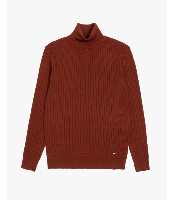 Cable-knit fine turtleneck sweater