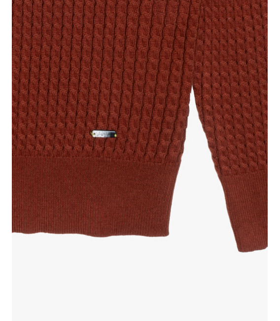 Cable-knit fine turtleneck sweater