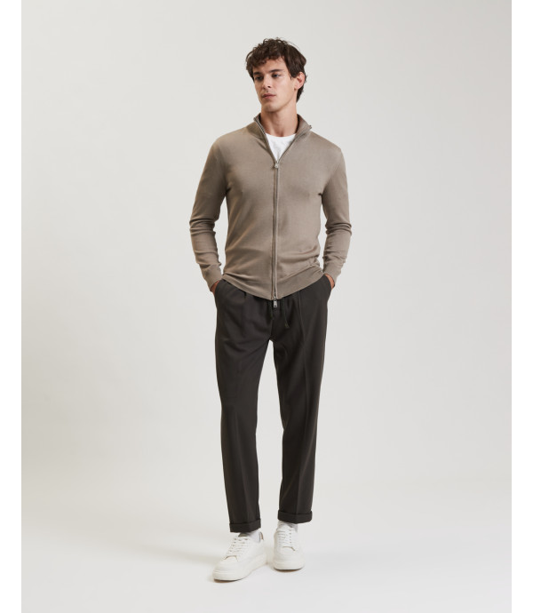 Fine-knit cardigan with high collar