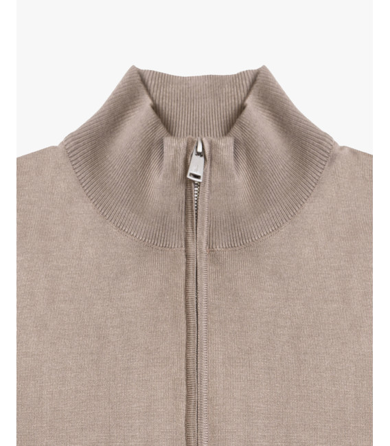 Fine-knit cardigan with high collar