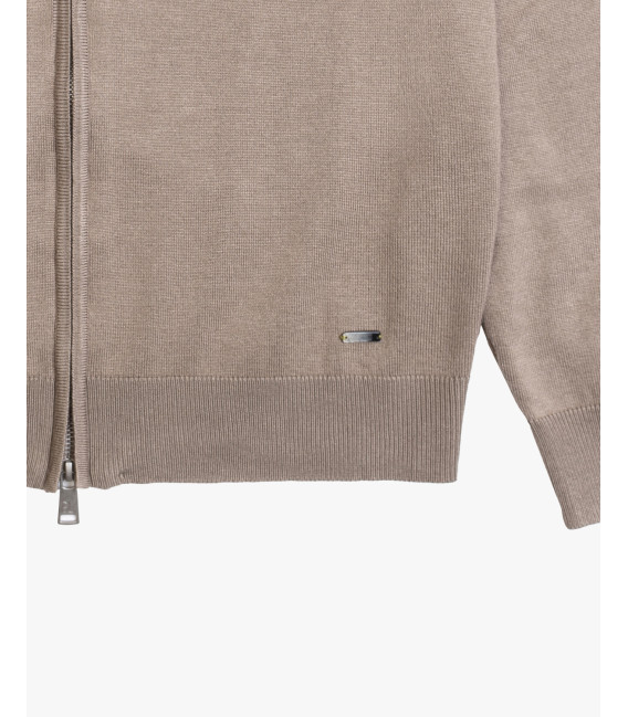 Fine-knit cardigan with high collar