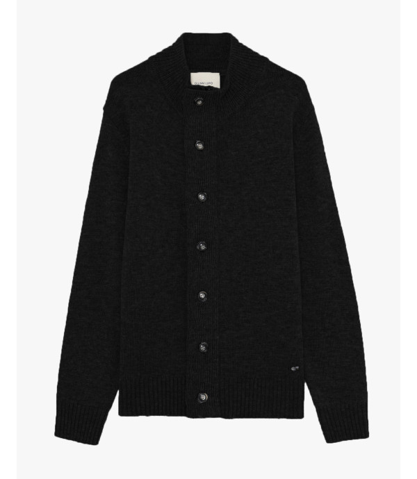 Knitted cardigan with funnel neck