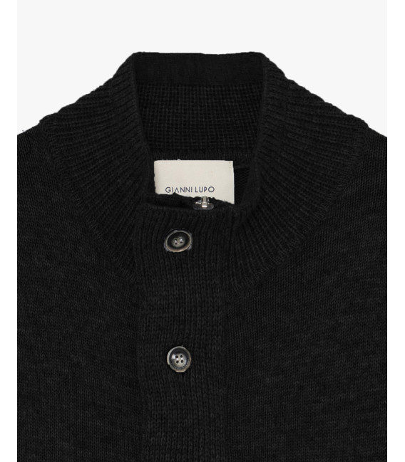 Knitted cardigan with funnel neck