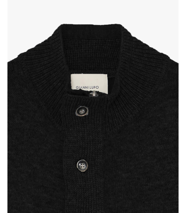 Knitted cardigan with funnel neck