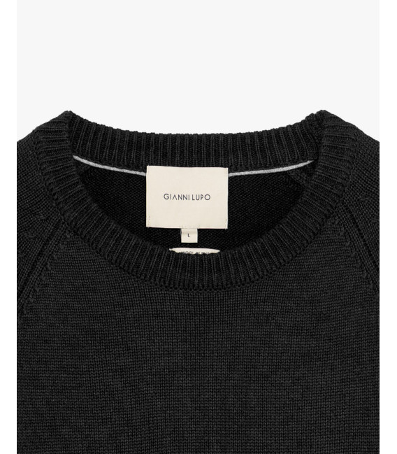 Maglia girocollo raglan boucle