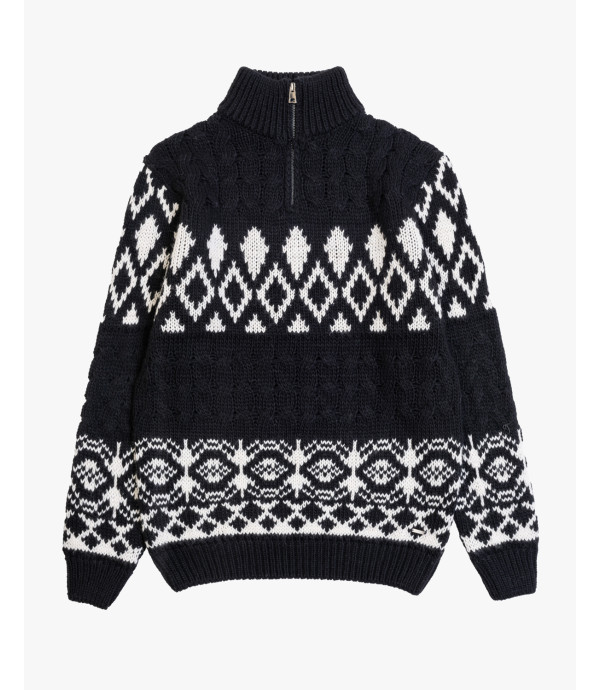 More about Half-zip high-neck sweater with jacquard pattern in wool blend