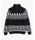 Half-zip high-neck sweater with jacquard pattern in wool blend