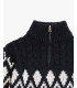 Half-zip high-neck sweater with jacquard pattern in wool blend
