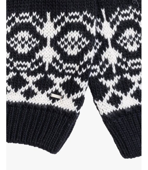 Half-zip high-neck sweater with jacquard pattern in wool blend