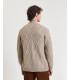 V-neck cardigan with diamond knit pattern in wool blend