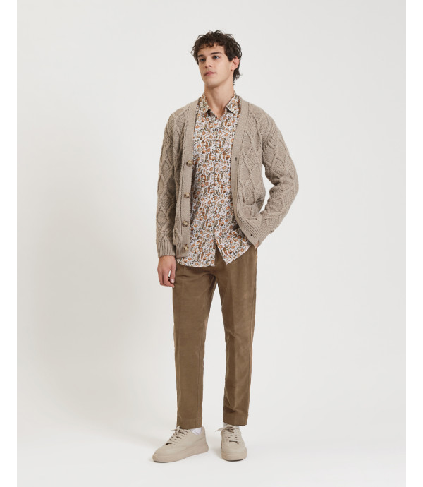 Cotton trousers with dotted effect