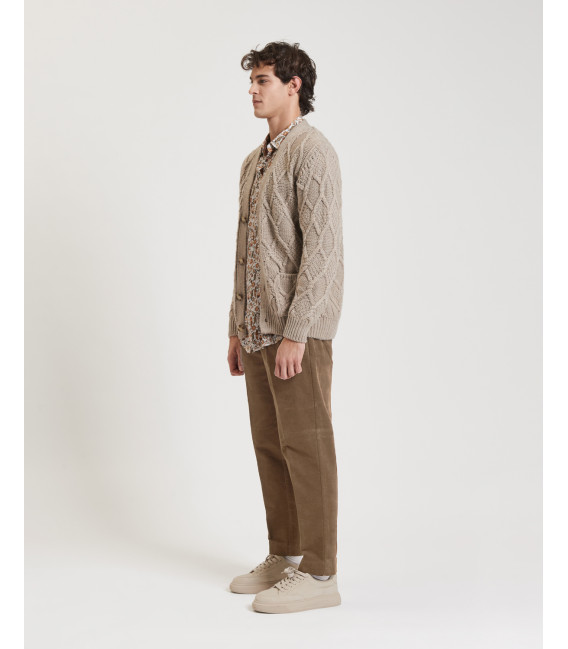 Cotton trousers with dotted effect