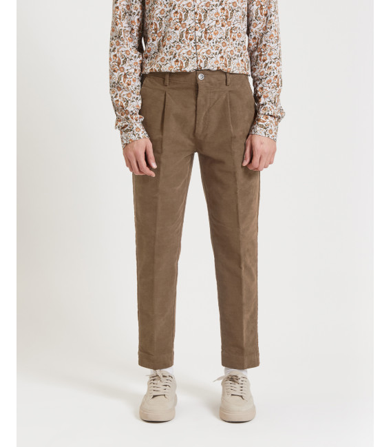 Cotton trousers with dotted effect