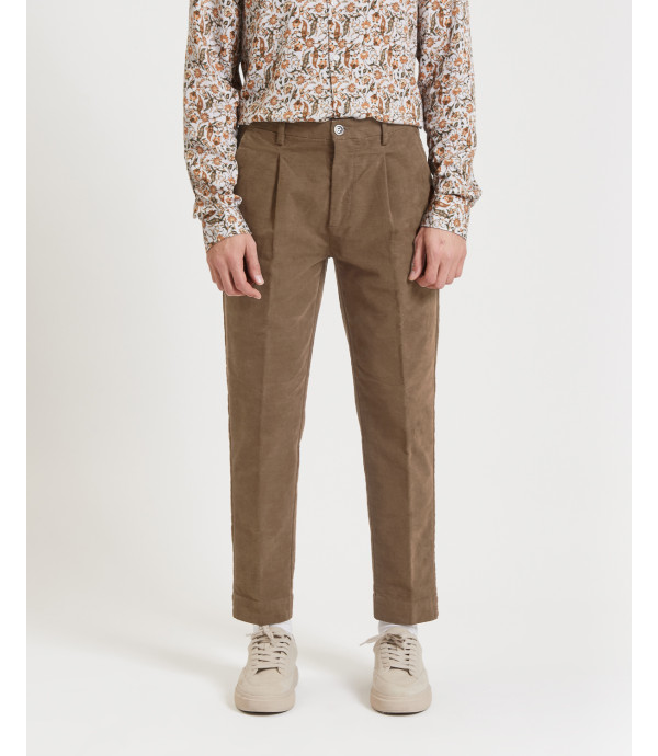 Cotton trousers with dotted effect