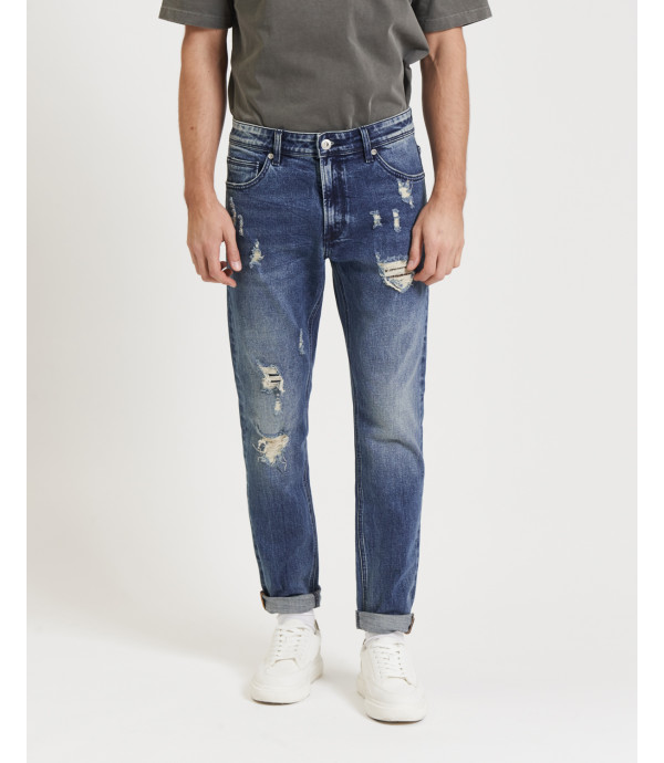 Jeans BRUCE regular fit medium wash con strappi