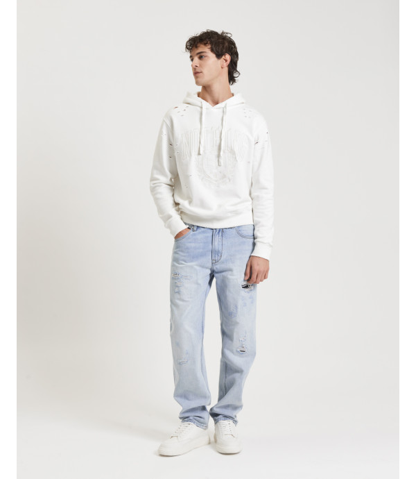 Jeans ALEX straight fit light wash con graffi