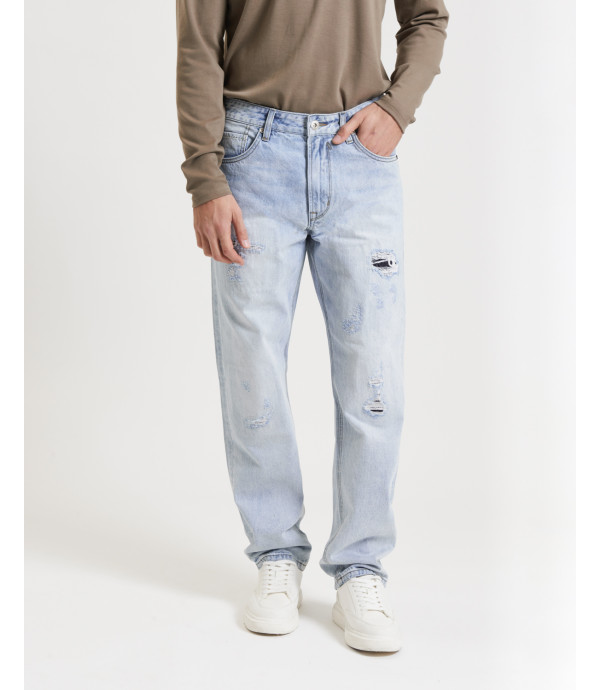 Jeans ALEX straight fit light wash con graffi