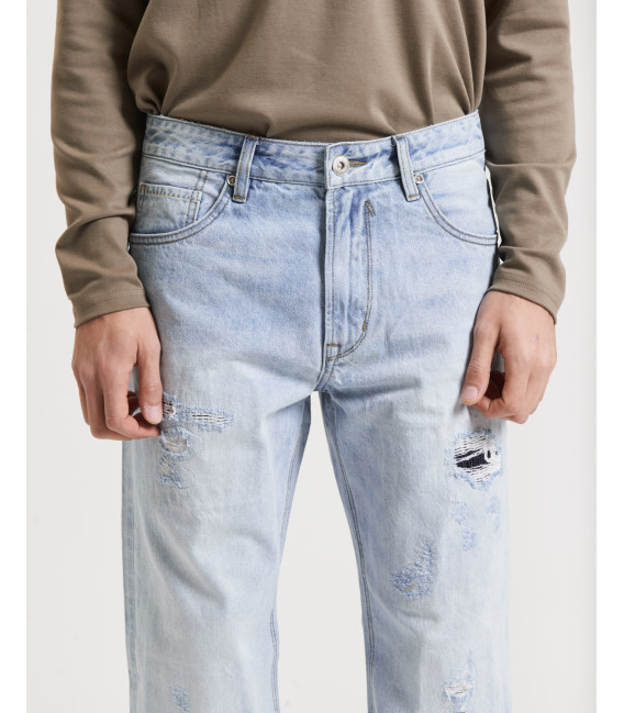 Jeans ALEX straight fit light wash con graffi