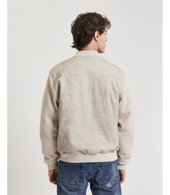 Giacca bomber con maniche a costa inglese