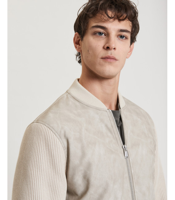 Giacca bomber con maniche a costa inglese