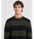 Maglia girocollo a righe spesse in misto lana